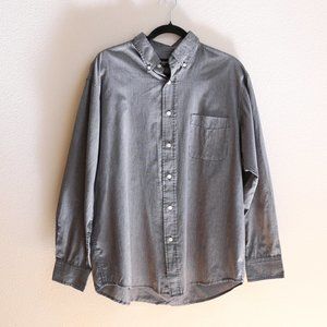 Men’s Haggar Navy Blue Plaid Button-Up Shirt, Long Sleeve, Size L (16-16.5), EUC